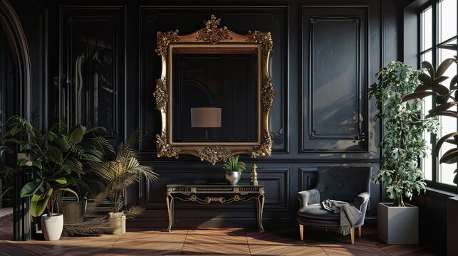 Fusion of Classic and Contemporary: Elegant Interior Mockup with Decor