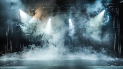Empty stage with smoke, public speaking background
