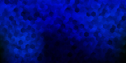 Dark blue, green vector layout with shapes of hexagons.