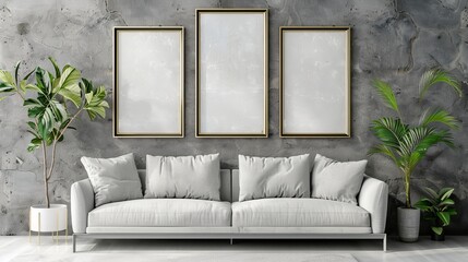 Elegant Interior Mockup Frame with Modern Decor and Natural Lighting