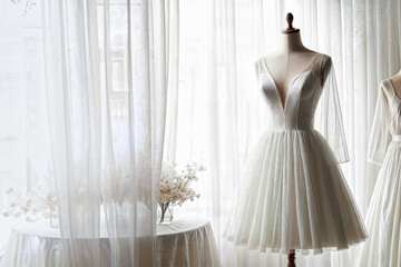Elegant Wedding Dress Display on Mannequin: Bridal Boutique Showcase