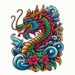 dragon vector artwork style for print sticker logo cloth