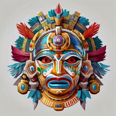 Naklejka premium Black and white ancient character aztec and mayan god 