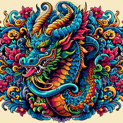 chinese dragon artwork ornament vibrant color