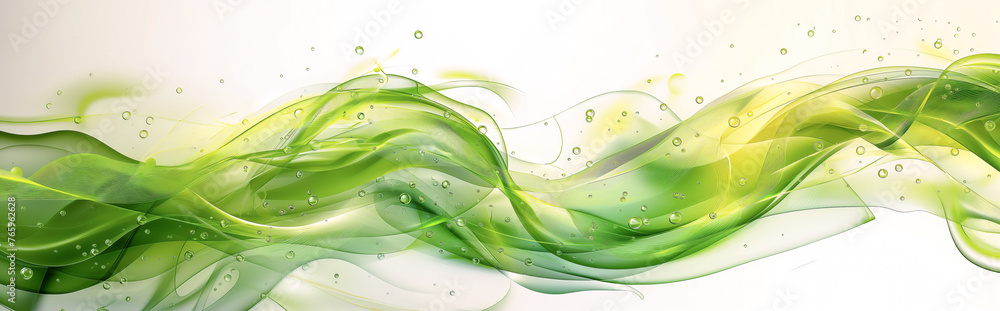 Wall mural green fluid dynamics abstract - abstract art visualizing green fluid dynamics, with a scientific and