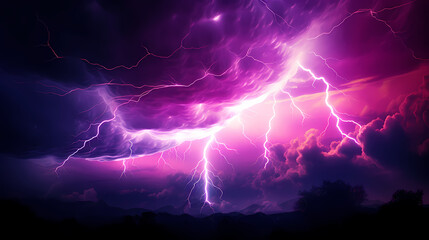 Thunderstorm, lightning and thunder in fantasy landscape