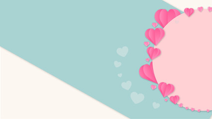 Pink heart with turqoise combine white background.