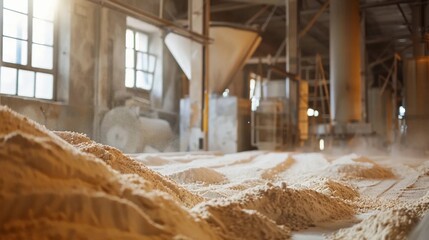 The interior of a modern mill for creating flour