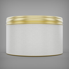 3D Gold Medium Container Tin Jar for Mockup