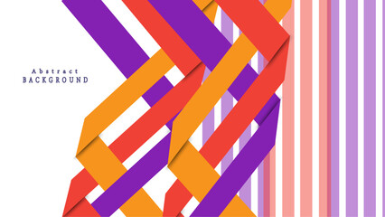 Modern orange purple abstract background with 3D lines shape color. Vector graphic illustration.