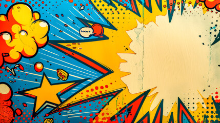 Explosive comic pop art background with copy space