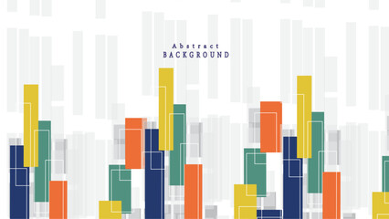 Obraz premium Abstract square shape layered concept background. Random colorful square block background wallpaper banner.