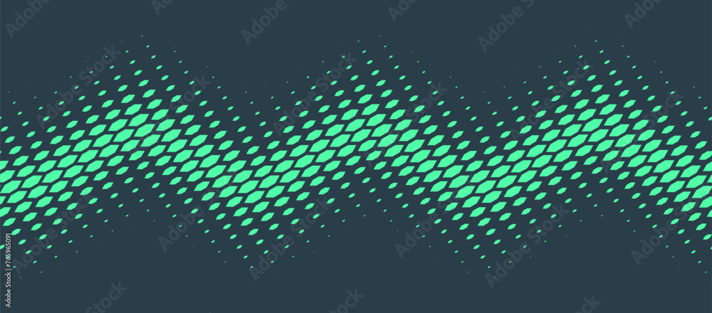 Poster modern scaly halftone seamless pattern zigzag line border turquoise abstract background. ultramodern