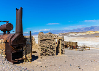 Remains of Borax Mine at The Historic Harmony Borax Works, Death Valley National Park, California, USA