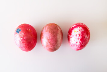 Colorful Easter eggs. Traditional Easter food and decoration.