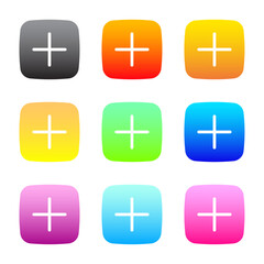 vector add icons in colorful gradient