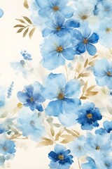 Aquarell - Blaue Blüten