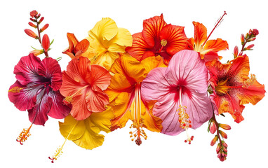 Vibrant Blooms in Tropical Cluster Isolated on Transparent Background PNG.