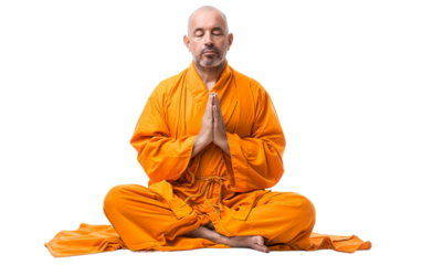 Man Offering Religious Prayers  Isolated on Transparent Background PNG.