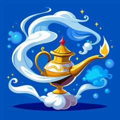 Vector illustration of Aladdin's magic lamp