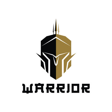 warrior spartan helm with trisula strong logo concept designs