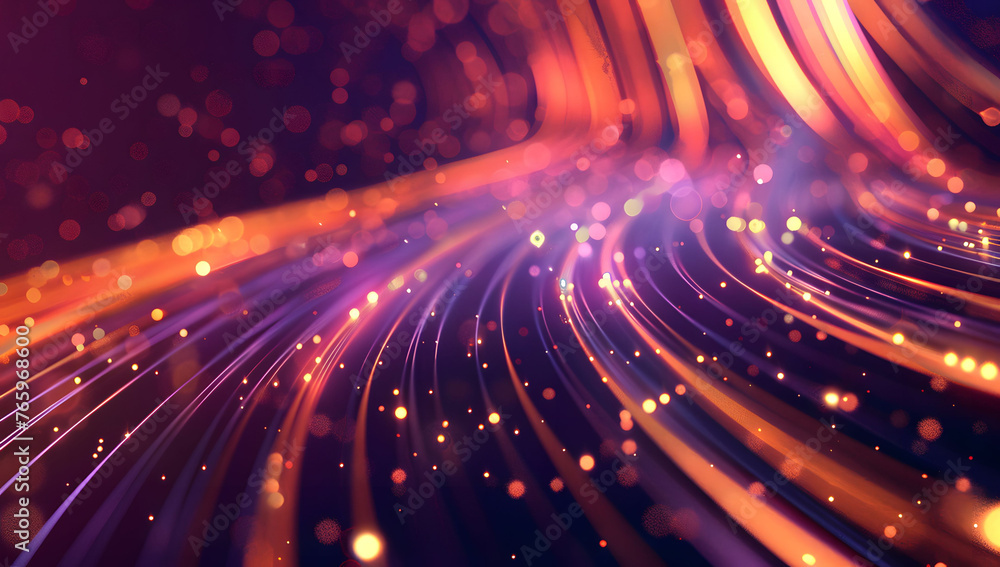 Poster abstract neon light background with vibrant pink, yellow, and blue neon lines, creating an intense a