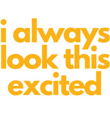 Meme Funny Sarcastic text Quote i always look this excited