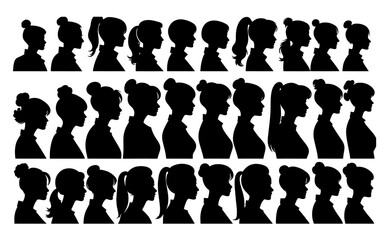 women id silhouette portraits set