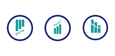 Financial Arrows Up And Down. Vector Graph Chart With Increase, Decrease