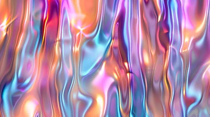 Foto op Canvas Abstract glass background with vertical wavy lines. Glass texture illuminated with colorful lights. Blurred background for banners. Soft focus effect. © Suleyman