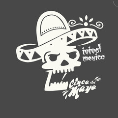 The skull with mexican hat logo vector design