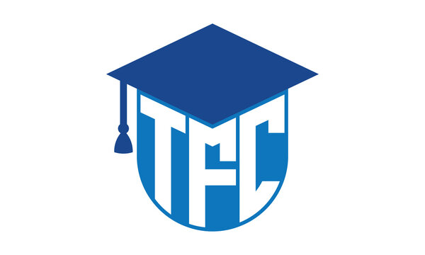 TFC initial letter academic logo design vector template. school college logo, university logo, graduation cap logo, institute logo, educational logo, library logo, teaching logo, book shop, varsity	
