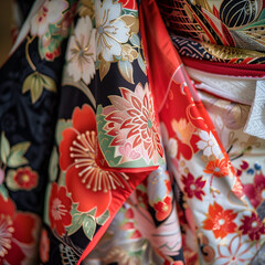 Traditional Japanese Kimono Patterns in Vibrant Colors