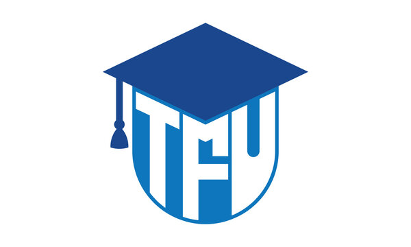 TFU initial letter academic logo design vector template. school college logo, university logo, graduation cap logo, institute logo, educational logo, library logo, teaching logo, book shop, varsity	
