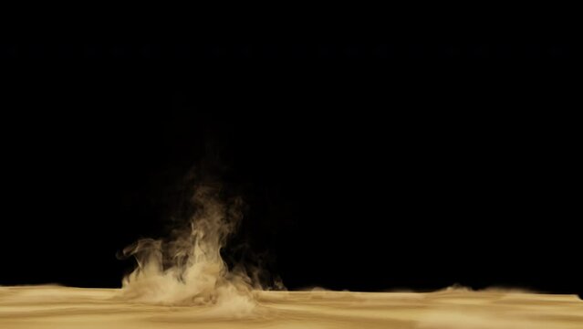 Rising sand tornados and sand twisters - sand dune environment - VFX element, 60 fps, 4K Pro Res with alpha pass