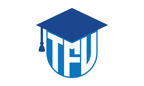 TFV initial letter academic logo design vector template. school college logo, university logo, graduation cap logo, institute logo, educational logo, library logo, teaching logo, book shop, varsity	

