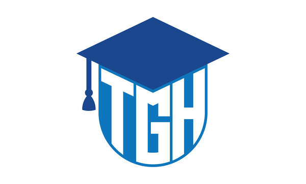 TGH initial letter academic logo design vector template. school college logo, university logo, graduation cap logo, institute logo, educational logo, library logo, teaching logo, book shop, varsity	
