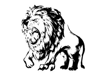 ライオンの墨絵