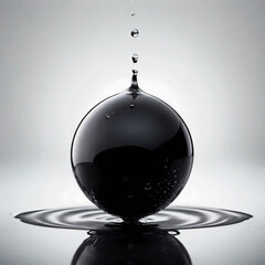 A black ball falls into the water