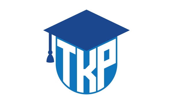 TKP initial letter academic logo design vector template. school college logo, university logo, graduation cap logo, institute logo, educational logo, library logo, teaching logo, book shop, varsity	
