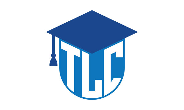 TLC initial letter academic logo design vector template. school college logo, university logo, graduation cap logo, institute logo, educational logo, library logo, teaching logo, book shop, varsity	
