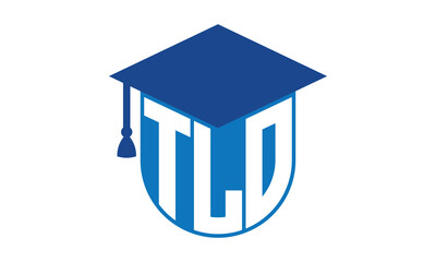 TLO initial letter academic logo design vector template. school college logo, university logo, graduation cap logo, institute logo, educational logo, library logo, teaching logo, book shop, varsity	
