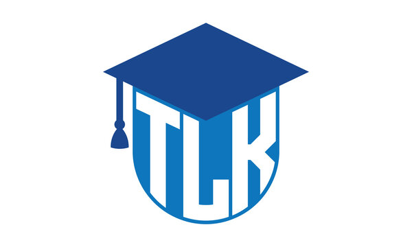 TLK initial letter academic logo design vector template. school college logo, university logo, graduation cap logo, institute logo, educational logo, library logo, teaching logo, book shop, varsity	
