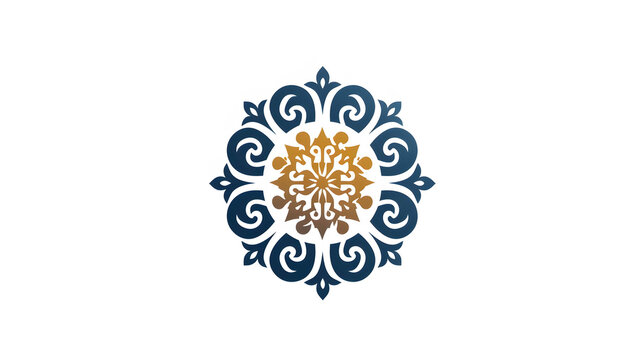 simple minimalist geometric logo flowers, blue flower ornament. Generative Ai content