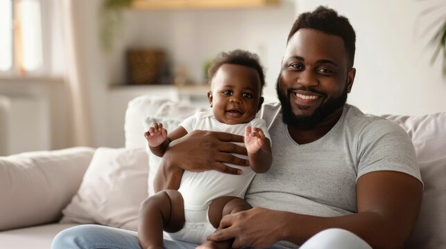 Joyful Father and Baby Bonding with Warm Smiles. Generative ai