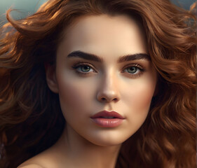Fototapeta premium portrait of a woman with long red hair