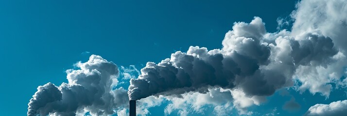 stacks of smoke that release carbon pollution into the sky, contributing to climate change - obrazy, fototapety, plakaty