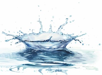 A splash of water is shown in a white background
