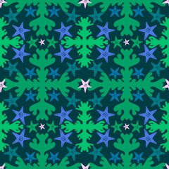 Cartoon animals seamless starfish pattern for fabrics and linens and wrapping paper and summer print