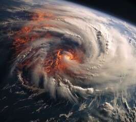 A large hurricane is seen from space. Generative AI.